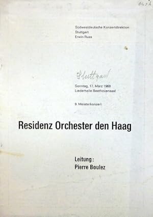 Bild des Verkufers fr [Programmheft] Residenz Orchester den Haag. Leitung: Pierre Boulez zum Verkauf von Paul van Kuik Antiquarian Music