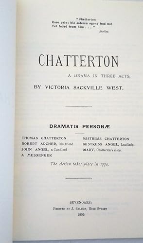 Immagine del venditore per Chatterton - a drama in three acts venduto da Your Book Soon