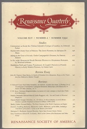 Seller image for Renaissance Quarterly Volume XLV Number 2 Summer 1992 for sale by Sonnets And Symphonies