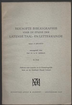 Seller image for Beknopte Bibliographie voor de Studie der Latijnse Taal- en Letterkunde. for sale by Sonnets And Symphonies