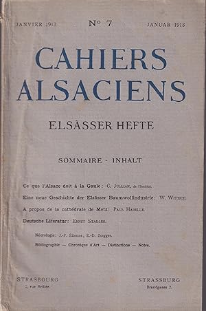 Imagen del vendedor de Cahiers Alsaciens. - Elssser Hefte. - N 7 - JAnvier 1913 a la venta por PRISCA