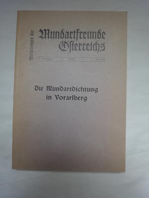 Seller image for Die Mundartdichtung in Vorarlberg for sale by Malota