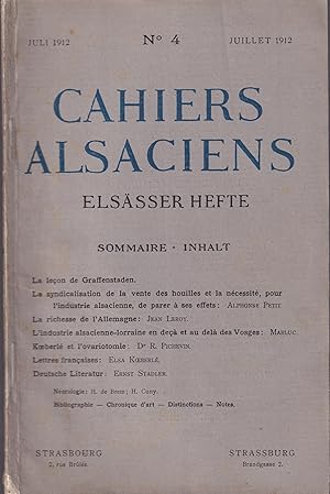 Image du vendeur pour Cahiers Alsaciens. - Elssser Hefte. - N 4 - Juillet 1912 mis en vente par PRISCA