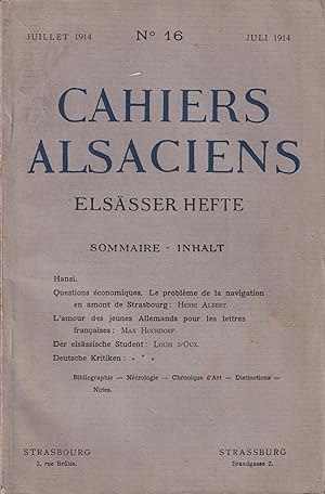 Imagen del vendedor de Cahiers Alsaciens. - Elssser Hefte. - N 16 - Juillet 1914 a la venta por PRISCA