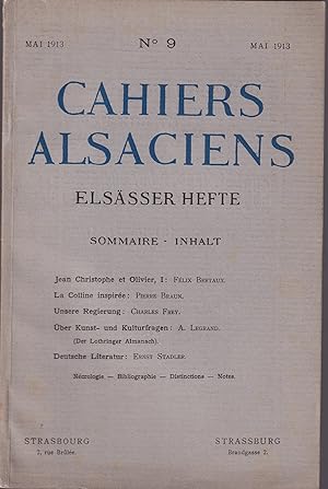 Immagine del venditore per Cahiers Alsaciens. - Elssser Hefte. - N 9 - Mai 1913 venduto da PRISCA
