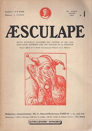 Seller image for Aesculape. - Revue illustre des Lettres et des Arts dans leurs rapports avec les Sciences et la Mdecine. - 35 Anne - N 1 for sale by PRISCA