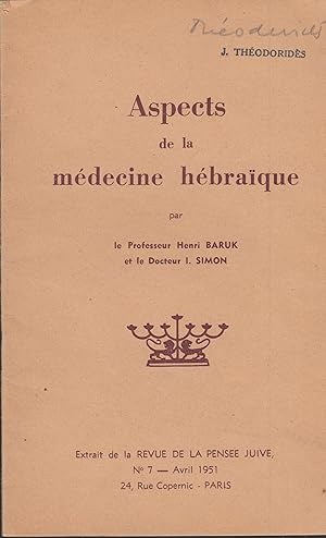 Seller image for Aspects de la mdecine hbraque. for sale by PRISCA