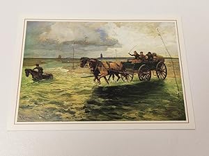Postkarte / Ansichtskarte : Wattenpost zwischen Duhnen und der Insel Neuwerk um 1905. Ölgemälde v...
