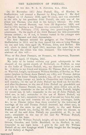 Image du vendeur pour The Baronetcy of Peshall. An original article from The Genealogist, 1912. mis en vente par Cosmo Books