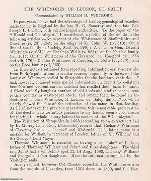 Seller image for The Whitmores of Ludson, Salop. An original article from The Genealogist, 1889. for sale by Cosmo Books