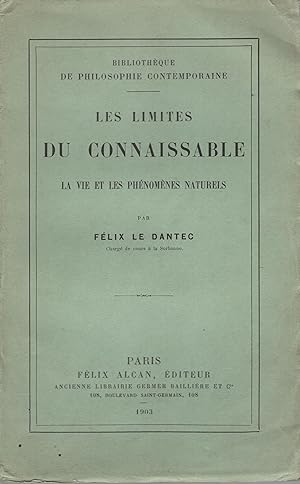 Seller image for Les limites du connaissable : la vie et les phnomnes naturels for sale by PRISCA