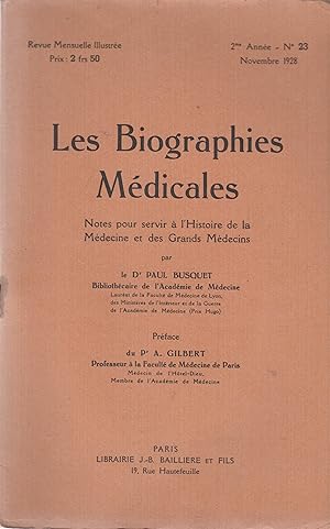 Seller image for Les Biographies Mdicales - Notes pour servir  l'Histoire de la Mdecine et des Grands Mdecins. - 2me anne - N 23 - Novembre 1928 - Rcamier (Joseph, Claude, Anthelme) (1774-1852) for sale by PRISCA