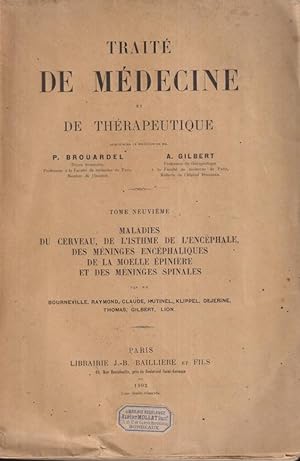 Image du vendeur pour Trait de mdecine et de thrapeutique. Tome 9 / publi sous la direction de MM. P. Brouardel,. A. Gilbert,. J. Girode,. mis en vente par PRISCA