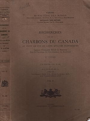 Immagine del venditore per Recherches sur les Charbons du Canada au point de vue de leurs qualits conomiques faites  l'Universit McGill de Montral sous le Patronage du Gouvernement du Dominion. - Vol. II - Partie 7-8-9 venduto da PRISCA