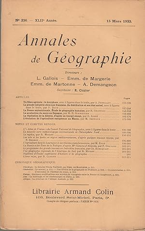 Immagine del venditore per Annales de Gographie - N 236 - XLIIe anne - 15 Mars 1933. venduto da PRISCA