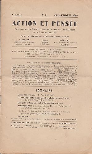 Seller image for ACTION ET PENSEE , revue trimestielle , bulletin de l'Institut international de psychagogie et de psychotherapie , juin juillet 1930 for sale by PRISCA