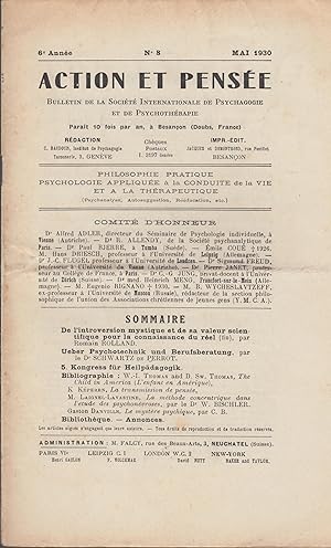 Imagen del vendedor de ACTION ET PENSEE , revue trimestielle , bulletin de l'Institut international de psychagogie et de psychotherapie , mai 1930 a la venta por PRISCA