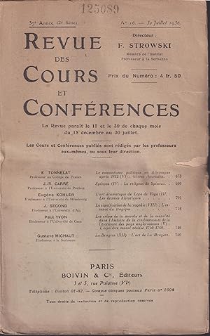 Seller image for Revue des Cours et Confrences. - 37 Anne (2 Srie) - N 16 - 30 Juillet 1936. for sale by PRISCA