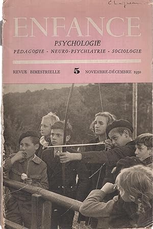 Imagen del vendedor de Enfance : Psychologie, Pdagogie, Neuro-Psychiatrie, Sociologie. - N 5 - Novembre/Dcembre 1950. a la venta por PRISCA