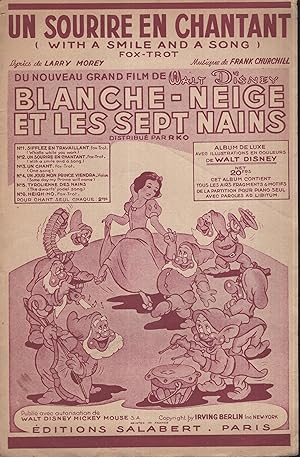 Seller image for Un sourire en chantant (With a smile and a song). - Fox-Trot. - Du nouveau grand film de Walt Disney Blanche-Neige et les Sept Nains. for sale by PRISCA