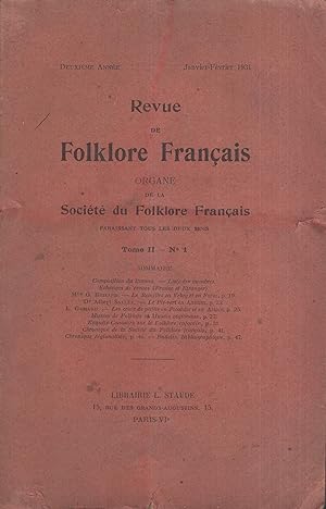 Seller image for Revue de Folklore Franais. Organe de la Socit du Folklore Franais. - Tome II - N 1 - Janvier/Fvrier 1931. for sale by PRISCA