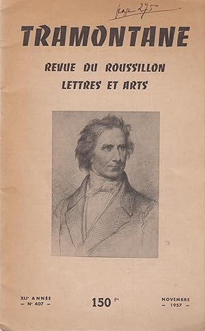 Bild des Verkufers fr Tramontane - Revue du Roussillon. Lettres et Arts. - XLI anne - N 407 - Novembre 1957. zum Verkauf von PRISCA