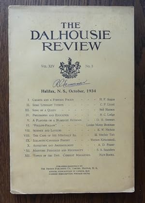 Image du vendeur pour THE DALHOUSIE REVIEW. VOL. XIV. NO. 3. OCTOBER, 1934. mis en vente par Capricorn Books