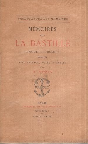 Bild des Verkufers fr Mmoires sur la Bastille zum Verkauf von PRISCA