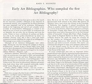 Seller image for Early Art Bibliographies: Who Compiled the First Art Bibliography? An original article from The Burlington Magazine, 1972. for sale by Cosmo Books