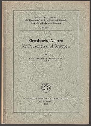 Image du vendeur pour Etruskische Namen fr Personen und Gruppen. mis en vente par Antiquariat Dennis R. Plummer