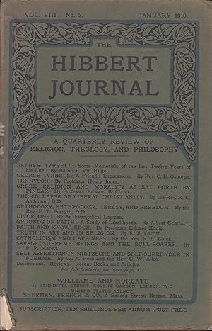 Immagine del venditore per The Hibbert Journal - A Quartely Review of Religion, Theology, and Philosophy - Vol. VIII - N° 2 - January 1910. venduto da PRISCA