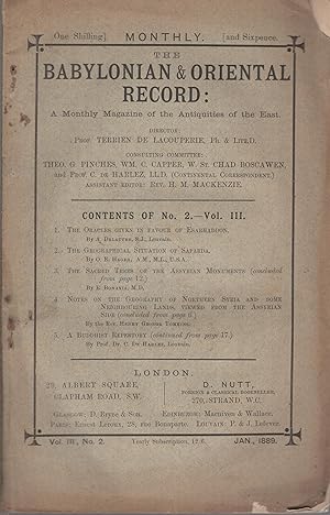 Image du vendeur pour The Babylonian & Oriental Record : A Monthly Magazine of the Antiquities of the East. - Vol. III - N 2 mis en vente par PRISCA