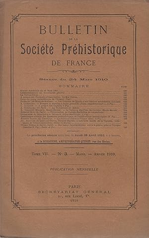 Image du vendeur pour Bulletin de la Socit Prhistorique de France - Sance du 24 Mars 1910 - Tome VII - N 3 mis en vente par PRISCA