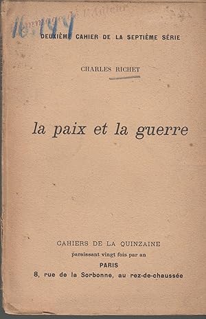 Imagen del vendedor de Deuxime cahier de la septime srie - La paix et la guerre. a la venta por PRISCA