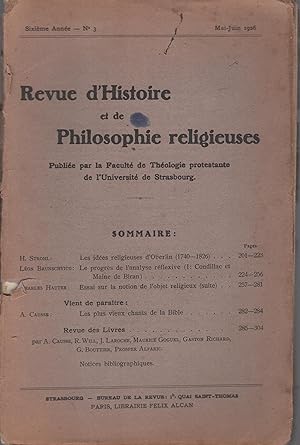 Image du vendeur pour Revue d'Histoire et de Philosophie religieuses. - 6 Anne - N 3 - Mai/Juin 1926. mis en vente par PRISCA