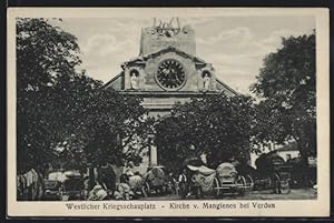Bild des Verkufers fr Carte postale Mangiennes b. Verdun, le front de l'Ouest, Premire Guerre mondiale, Die teilweise dtruites l'glise zum Verkauf von Bartko-Reher