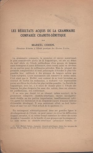 Bild des Verkufers fr Les rsultats acquis de la grammaire compare chamito-smitique. zum Verkauf von PRISCA