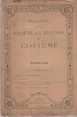 Seller image for Bulletin de la Société de l'Histoire du Costume. - N° 13 - Septembre-Octobre 1910. for sale by PRISCA