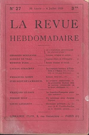 Seller image for La revue Hebdomadaire 6 juillet 1929 for sale by PRISCA