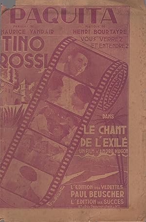 Seller image for Paquita. - Paso Doble chant du film "Le Chant de l'Exil", cration Tino Rossi. for sale by PRISCA