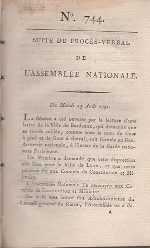 Seller image for Suite du Procs-Verbal de l'Assemble Nationale. - N 744. - Du Mardi 23 Aot 1791. for sale by PRISCA