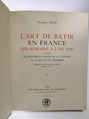 Bild des Verkufers fr L'Art de Btir en France des Romains a l'an 1100. zum Verkauf von Antiquariat Bookfarm