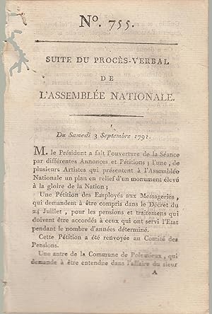 Image du vendeur pour Suite du procs -Verbal de L'Assemble Nationale. Du samedi 3 Septembre 1791. N 755 mis en vente par PRISCA