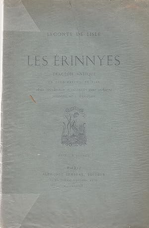 Seller image for Les rinnyes. - Tragdie Antique en deux parties, en vers. Avec introduction et intermdes pour orchestre. for sale by PRISCA