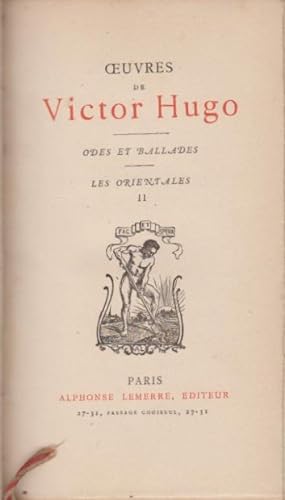 Image du vendeur pour uvres de Victor Hugo. 2, Odes et ballades. Les Orientales. mis en vente par PRISCA