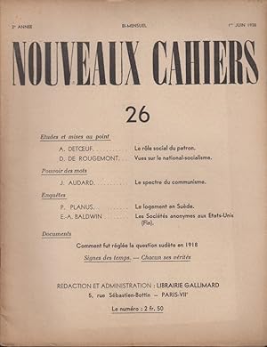 Imagen del vendedor de Nouveaux Cahiers - 2 Anne - N 26 a la venta por PRISCA