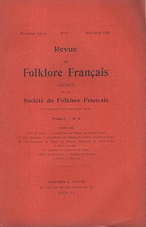 Image du vendeur pour Revue de Folklore Franais. Organe de la Socit du Folklore Franais. - Tome I - N 2. - Mars/Avril 1930 mis en vente par PRISCA