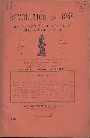 Imagen del vendedor de La Rvolution de 1848 et les Rvolutions du XIX sicle 1830 - 1848 - 1870. - Tome 31 - N CXLIX a la venta por PRISCA
