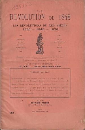 Imagen del vendedor de La Rvolution de 1848 et les Rvolutions du XIX sicle 1830 - 1848 - 1870. - Tome 33 - N CLVII a la venta por PRISCA