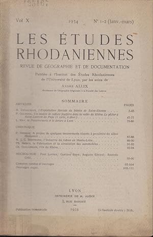 Seller image for Les tudes Rhodaniennes. - Revue de Gographie et de Documentation. - Vol. X - N 1-2 for sale by PRISCA